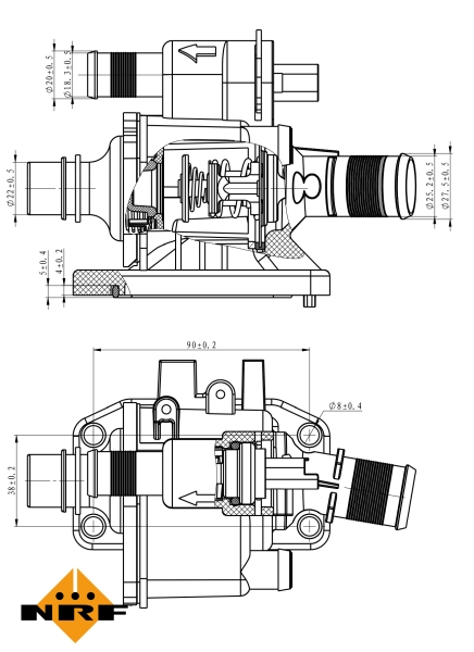 Termostat sistem racire (83 C, in carcasa) potrivit CITROEN BERLINGO, BERLINGO MULTISPACE, BERLINGO MINIVAN, C-ELYSEE, C1, C2, C3 I, C3 II, C3 PICASSO, C3 PLURIEL 1.0 1.4D 1.6D 09.01-