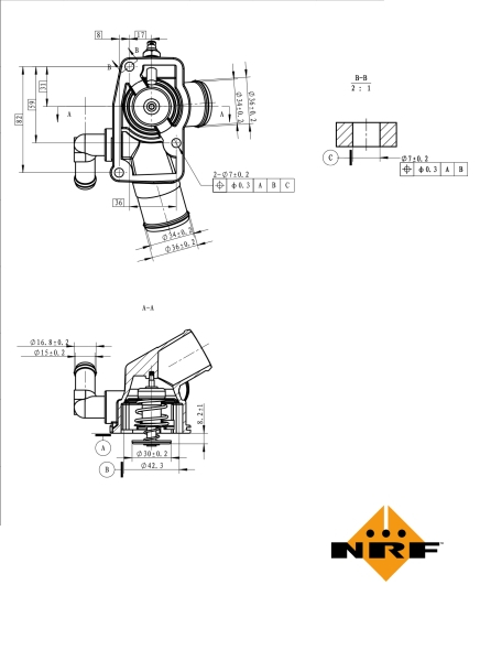 Termostat sistem racire potrivit OPEL OMEGA B, VECTRA B 2.0D/2.2D 1996-2003 - (92°C, in carcasa) [2]