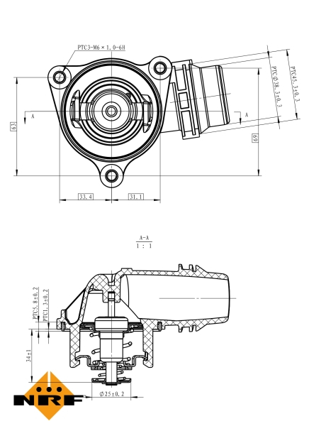 Termostat sistem racire (95 C, in carcasa) potrivit BMW Seria 1 (E81), 1 (E87), 3 (E46), 3 (E90) 1.6 2.0 04.00-12.11