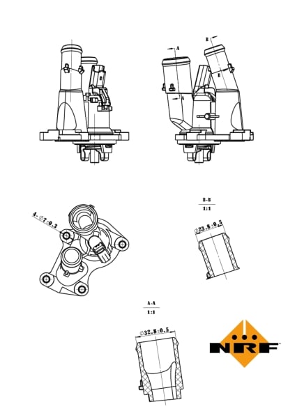 Termostat sistem racire (98 C, in carcasa) potrivit FORD C-MAX, FOCUS C-MAX, FOCUS II 1.6 07.04-09.12