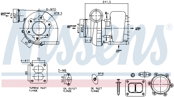 Turbocompresor cu set montaj potrivit MAN E2000, F2000, TGA; NEOPLAN EUROLINER D2866LF20-D2866LUH30 01.94-