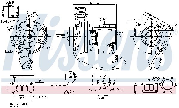 Turbocompresor cu set montaj potrivit MERCEDES AXOR, AXOR 2 OM457.910-OM457.981 01.02-