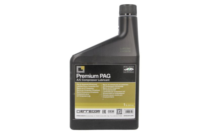 Ulei sistem clima vehicul ERRECOM, 1L 1 buc, tip racire: R1234yf/R134a, service pentru mașini hibride, mentenanta eV, UNIVERSAL PREMIUM, potrivit  toate modelele [1]