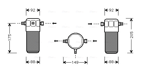 Uscator aer conditionat potrivit AUDI 80 B4, 90 B3, A4 B5, A6 C5, CABRIOLET B3, COUPE B3; VW PASSAT B5 1.6-3.0 04.87-01.05