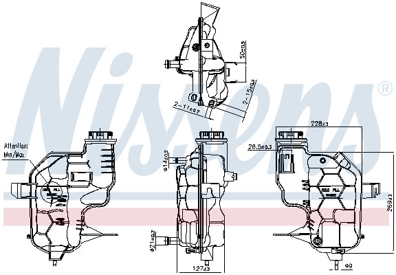 Vas expansiune cu capac, cu senzor nivel potrivit LAND ROVER DISCOVERY III, DISCOVERY IV, RANGE ROVER SPORT I 07.04-12.18