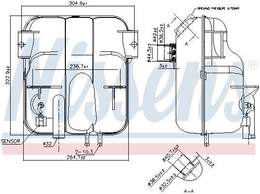 Vas expansiune lichid racire (cu conector, cu senzor de nivel) potrivit VOLVO B10, B11, B12, B7, B9, FH, FH12, FH16, FH16 II 01.78-