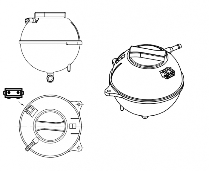 Vas expansiune racire cu capac, cu senzor nivel potrivit SEAT CORDOBA, CORDOBA VARIO, IBIZA II, INCA, TOLEDO I; VW CADDY II, CADDY II MINIVAN, CORRADO, GOLF II, GOLF III, GOLF IV 08.83-01.04