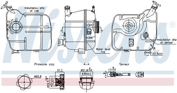 Vas expansiune racire (cu priza, cu senzor nivel) potrivit CHEVROLET MALIBU; OPEL INSIGNIA A, INSIGNIA A COUNTRY; SAAB 9-5 01.08-