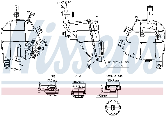 Vas expansiune racire (cu priza, cu senzor nivel) potrivit MERCEDES GL (X164), M (W164), SLS AMG (C197), SLS AMG (R197) 02.05-