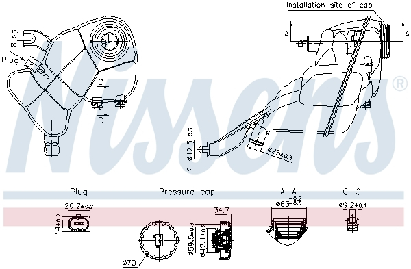Vas expansiune racire (cu priza, cu senzor nivel) potrivit MERCEDES S (C216), S (W221, V221) 10.05-12.13