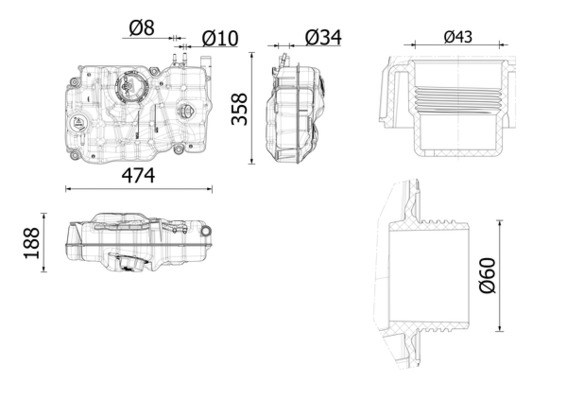 Vas expansiune racire EURO 6 potrivit SCANIA G II, P II, R II, S DC13.139-OC13.101 dupa 2016 (cu senzor nivel) [2]