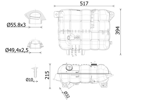 Vas expansiune racire potrivit RVI C, K, T; VOLVO 8900, 9500, B11, FH, FH II, FH16, FH16 II D11A-370-DXi13520 dupa 2003 (cu senzor nivel) [2]