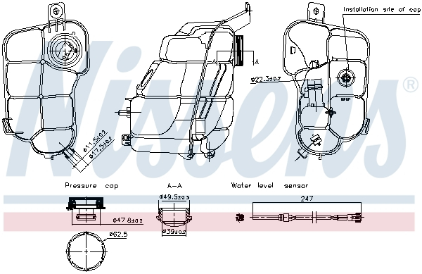 Vas expansiune racire (cu senzor nivel) potrivit VOLVO S60 II, S80 II, V60 I, V70 III, V70 III KOMBI, XC60 I, XC70 I, XC70 II; LAND ROVER FREELANDER 2 12.05-12.18