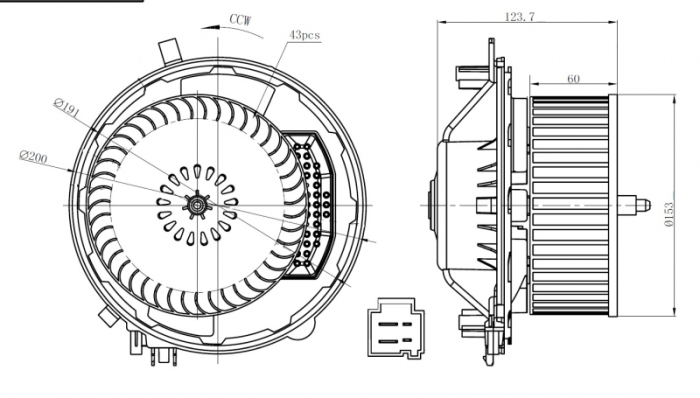 Ventilator habitaclu potrivit AUDI A3, Q2, Q3, TT; SEAT ATECA, LEON, LEON ST; SKODA KAROQ, KODIAQ, OCTAVIA III, OCTAVIA IV, SUPERB III; VW GOLF ALLTRACK VII, GOLF SPORTSVAN VII 1.0-Electric 04.12-