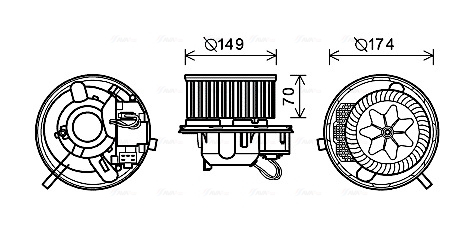 Ventilator habitaclu potrivit AUDI A3, Q3, TT; SEAT ALHAMBRA, ALTEA, ALTEA XL, LEON, TOLEDO III; SKODA OCTAVIA II, SUPERB II, YETI; VW BEETLE, CADDY ALLTRACK, CADDY ALLTRACK MINIVAN 1.0-3.6 02.03-