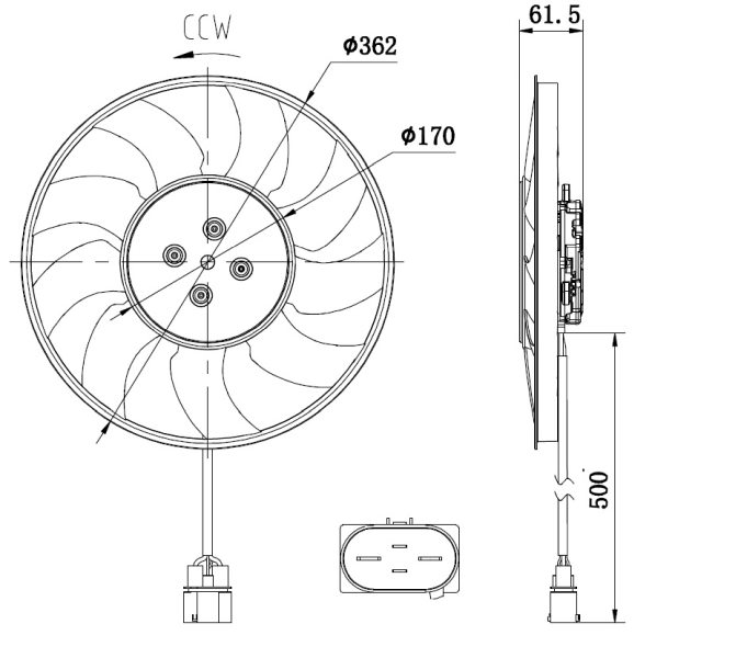 Ventilator potrivit AUDI A4 ALLROAD B9, A4 B9, A5, A6 ALLROAD C8, A6 C8, A7, A8 D5, Q7, Q8; VW TOUAREG 2.0-4.0H 01.15-