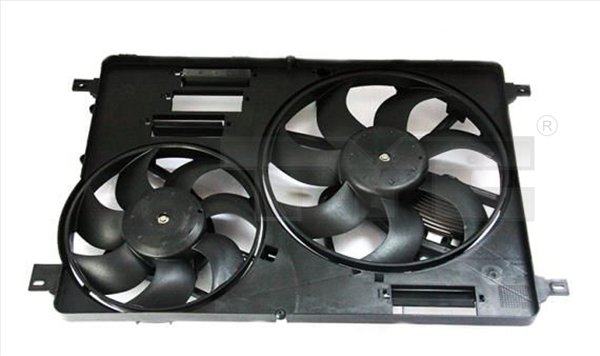 Ventilator radiator (cu carcasa, cu controler; dublu) potrivit VOLVO S60 II, S80 II, V60 I, V60 II, V70 II, V70 III, V70 III KOMBI, XC60 I, XC60 II, XC70 II 2.0-4.4 05.05-12.21