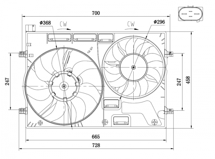 Ventilator radiator (cu carcasa) potrivit AUDI A1, A3, Q2, TT; SEAT ATECA, LEON, LEON SC, LEON ST; SKODA KODIAQ, OCTAVIA III, SUPERB III, YETI; VW ARTEON, GOLF ALLTRACK VII 1.4-2.5 04.12- [5]