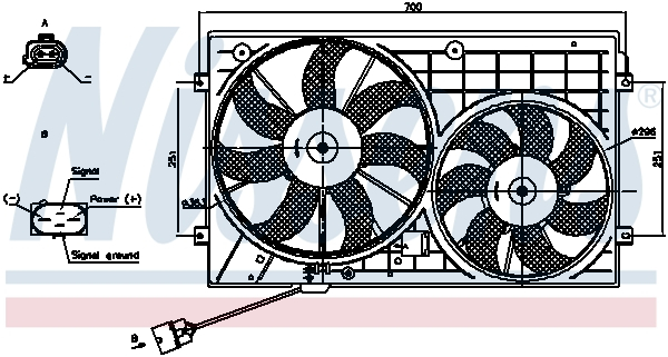 Ventilator radiator (cu carcasa) potrivit AUDI A1, A3, TT; SEAT ALTEA, ALTEA XL, IBIZA IV SC, LEON, TOLEDO III; SKODA OCTAVIA II, SUPERB II, YETI; VW BEETLE, CADDY ALLTRACK 1.0-3.6 02.03-