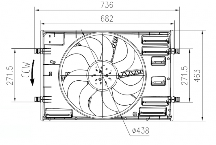 Ventilator radiator (cu carcasa) potrivit AUDI A3, Q2, Q3, TT; SEAT ATECA, LEON, LEON SC, LEON ST, TARRACO; SKODA KAROQ, KODIAQ, OCTAVIA III, OCTAVIA IV, SUPERB III 1.0-Electric 04.12-