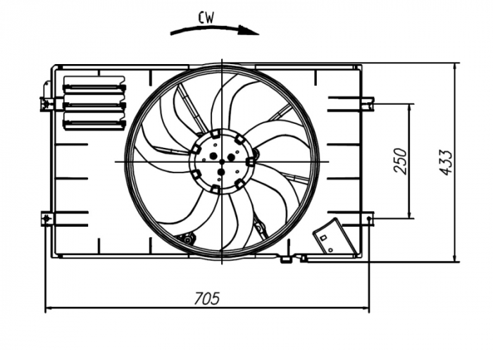 Ventilator radiator (cu carcasa) potrivit AUDI A3; SEAT ALTEA, ALTEA XL, LEON; SKODA YETI; VW CADDY ALLTRACK, CADDY ALLTRACK MINIVAN, CADDY III, CADDY III MINIVAN, CADDY IV 1.2-2.0D 11.03-