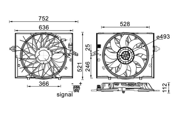 Ventilator radiator potrivit BMW 5 (E39), 5 (E60), 5 (E61), 6 (E63), 6 (E64), 7 (E65, E66, E67) 2.0-4.8 2000-2010 (cu carcasa) [3]