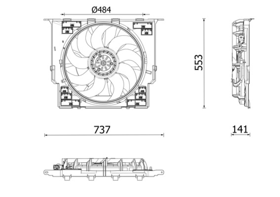 Ventilator radiator potrivit BMW 5 (G30, F90), 5 (G31), 6 GRAN TURISMO (G32), 7 (G11, G12), 8 (G14, F91), 8 (G15, F92), 8 GRAN COUPE (G16, F93) 1.6-3.0DH dupa 2015 (cu carcasa) [2]
