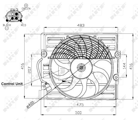 Ventilator radiator (cu carcasa) potrivit BMW 7 (E38), Z8 (E52) 2.5D-5.4 03.94-12.03 [2]