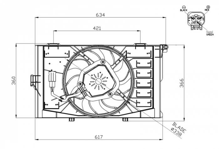 Ventilator radiator (cu carcasa) potrivit BMW I3 (I01) Electric 08.13-