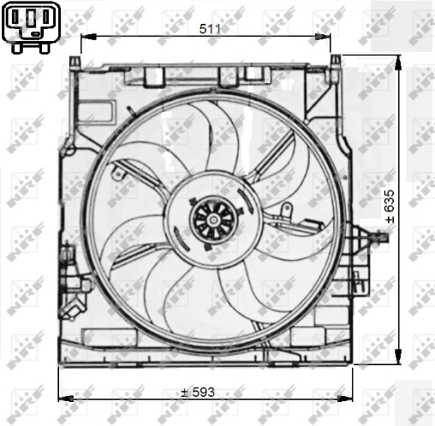 Ventilator radiator (cu carcasa) potrivit BMW X5 (E70), X6 (E71, E72) 3.0 3.0D 12.06-07.14