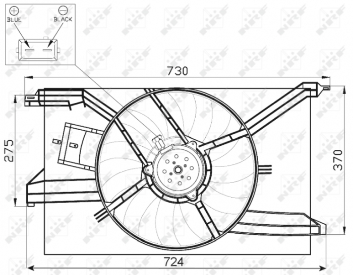 Ventilator radiator potrivit CADILLAC BLS; OPEL SIGNUM, VECTRA C, VECTRA C GTS; SAAB 9-3, 9-3X 1.6-2.2 dupa 2002 - (cu carcasa) [5]