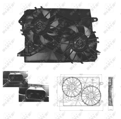 Ventilator radiator (cu carcasa) potrivit CHRYSLER 300C 2.7-6.1 09.04-11.12