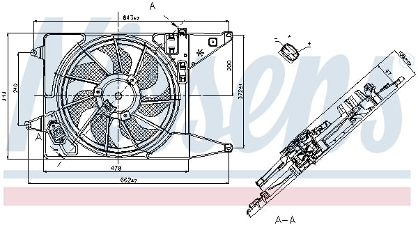 Ventilator radiator (cu carcasa) potrivit DACIA LOGAN, LOGAN EXPRESS, LOGAN MCV, SANDERO; RENAULT LOGAN I; VW PASSAT B6 1.2-2.0D 09.04-