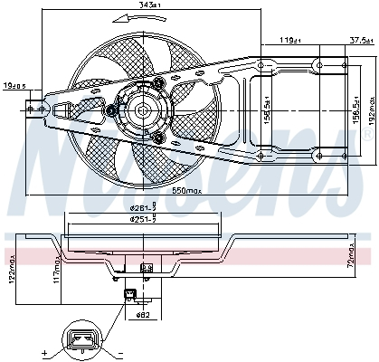 Ventilator radiator (cu carcasa) potrivit FIAT CINQUECENTO, SEICENTO 600 0.7 0.9 1.1 07.91-01.10
