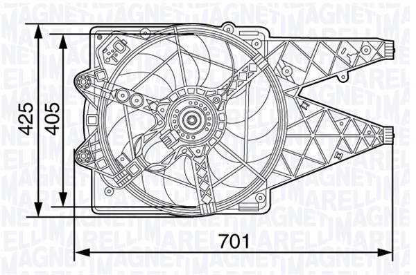 Ventilator radiator (cu carcasa) potrivit FIAT DOBLO, DOBLO CARGO 1.3D-2.0D 01.10-