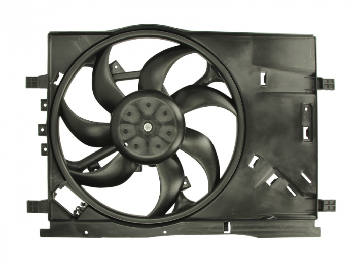 Ventilator radiator (cu carcasa) potrivit FIAT GRANDE PUNTO, PUNTO, PUNTO EVO, PUNTO EVO HATCHBACK, PUNTO HATCHBACK; OPEL CORSA D, CORSA D HATCHBACK 0.9-1.4LPG 06.05-