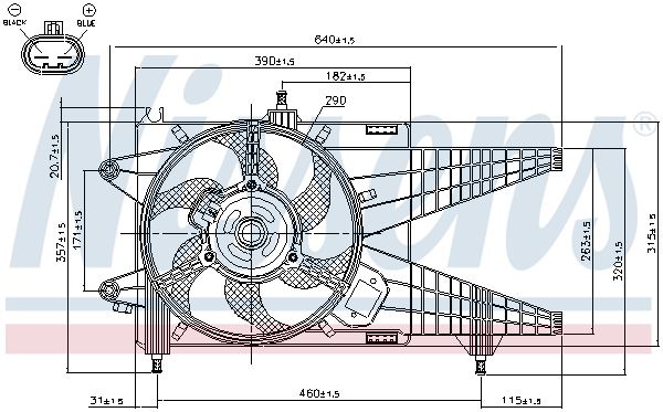 Ventilator radiator (cu carcasa) potrivit FIAT IDEA, PUNTO; LANCIA MUSA, YPSILON 1.3D 06.03-