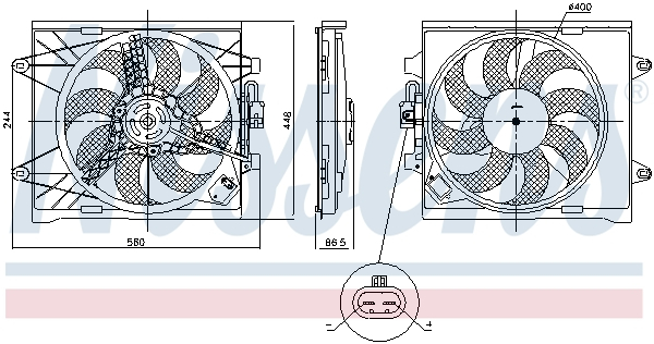 Ventilator radiator (cu carcasa) potrivit FIAT PANDA 0.9-1.3D 02.12-