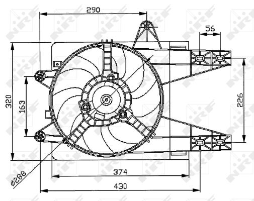 Ventilator radiator (cu carcasa) potrivit FIAT PUNTO; LANCIA Y 1.1 1.2 09.93-09.03