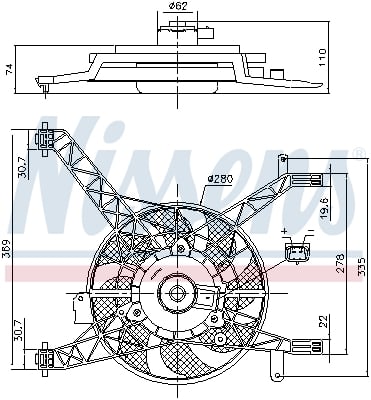 Ventilator radiator (cu carcasa) potrivit FORD B-MAX, FIESTA VI 1.25-1.6 06.08-