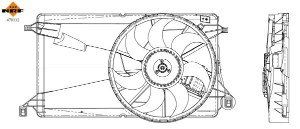 Ventilator radiator (cu carcasa) potrivit FORD C-MAX, FOCUS C-MAX, FOCUS II, FOCUS II KOMBI 1.4-2.0LPG 10.03-09.12