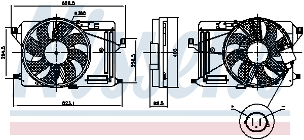 Ventilator radiator (cu carcasa) potrivit FORD C-MAX II, FOCUS III, GRAND C-MAX 1.5D 1.6D 07.10-