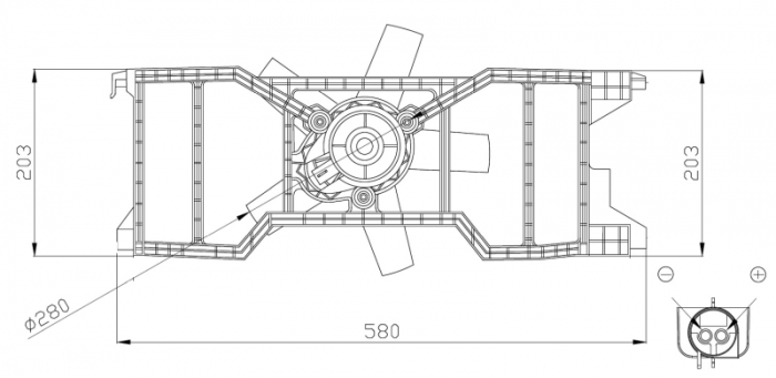 Ventilator radiator (cu carcasa) potrivit FORD FIESTA V, FUSION; MAZDA 2 1.25-1.6 11.01-12.12