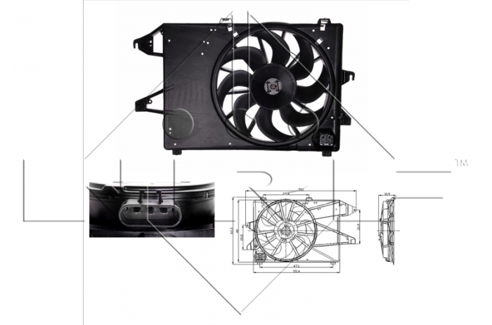 Ventilator radiator (cu carcasa) potrivit FORD MONDEO II, MONDEO III 1.6-2.0 08.96-03.07 [2]