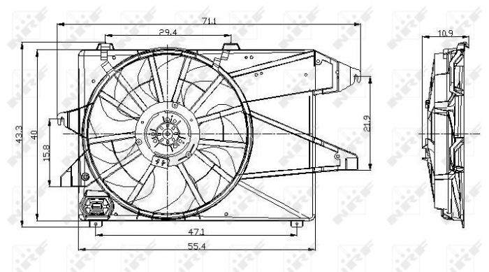 Ventilator radiator (cu carcasa) potrivit FORD MONDEO II, MONDEO III 1.6-2.0 08.96-03.07