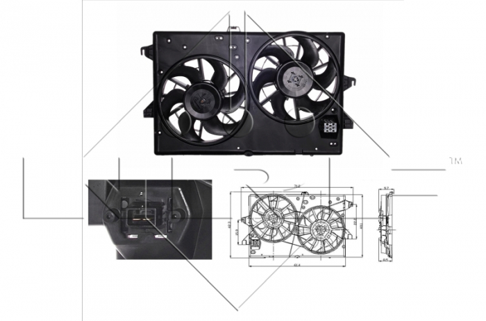 Ventilator radiator potrivit FORD MONDEO III 1.8-3.0 2000-2007 - (cu carcasa) [2]