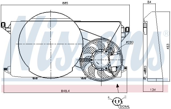 Ventilator radiator (cu carcasa) potrivit FORD TRANSIT 2.2D 2.4D 04.06-12.14