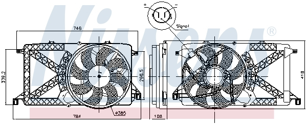 Ventilator radiator (cu carcasa) potrivit FORD TRANSIT, TRANSIT TOURNEO 2.2D-2.3LPG 04.06-12.14