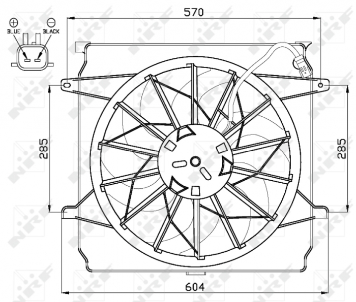 Ventilator radiator (cu carcasa) potrivit JEEP CHEROKEE 2.4 3.7 09.01-01.08