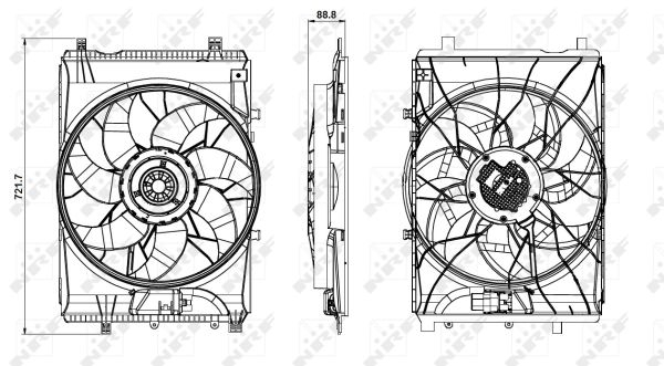 Ventilator radiator potrivit MERCEDES A (W176), B SPORTS TOURER (W246, W242), CLA (C117), CLA SHOOTING BRAKE (X117), GLA (X156), SLC (R172), SLK (R172) 1.5D-2.2D dupa 2011 (cu carcasa) [2]